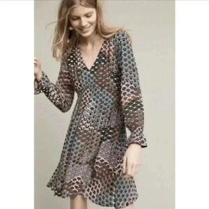 Anthropologie Multicolor Patterned Midi Dress